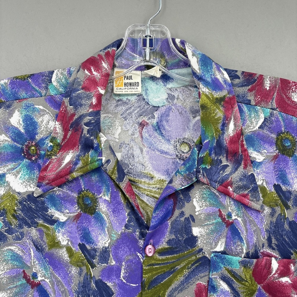 Vintage Paul Howard California Shirt Mens Large‎ 60s 70s Floral Dagger Collar - Picture 2 of 9